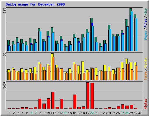 Daily usage for December 2008
