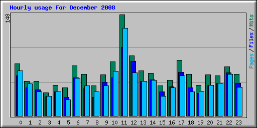 Hourly usage for December 2008